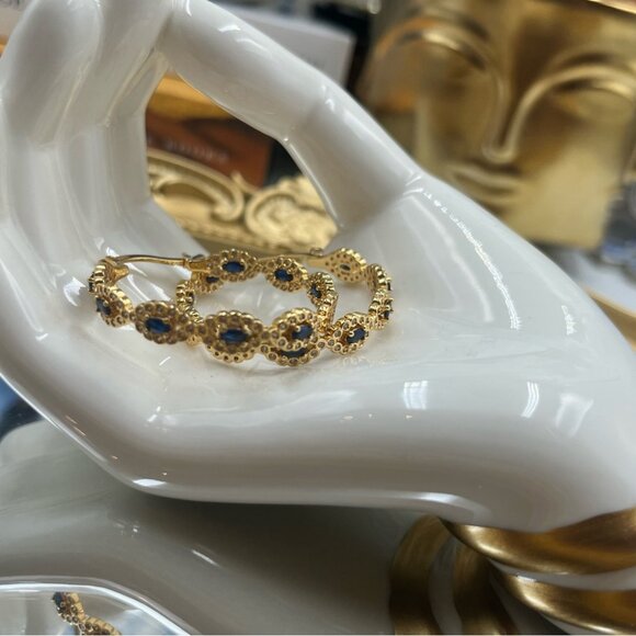 🆕 CRYSTAL HAZE 🧿 BNWT Evil Eye Hoops - Picture 9 of 15